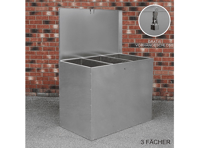 Baúl de exterior - Monster 64L Exterior 3 Compartimentos, 112 cm x 67 cm x 88 cm, Plata