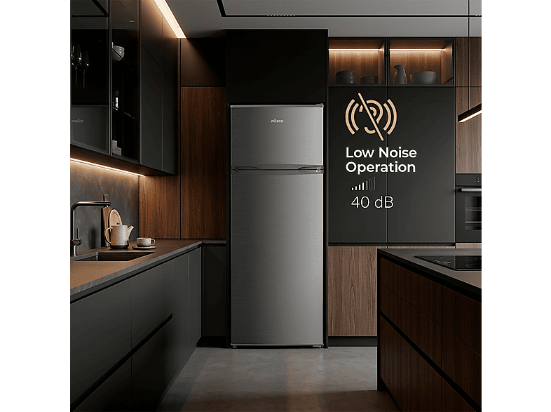 Frigorífico dos puertas - Nilson NF145500EX, Altura 143 cm, Capacidad 206 l, Inox