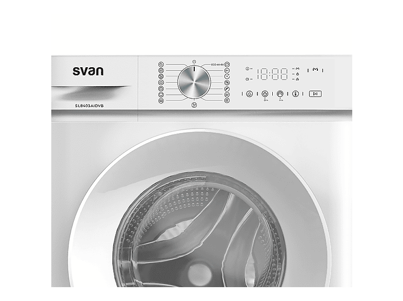 Lavadora carga frontal - Svan SL8403AIDVB, 8 kg, 15 programas, Blanco