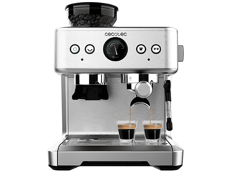Cafetera express - Cecotec Power Espresso 20 Barista Maestro, 2250 W, 2 tazas, Plateado