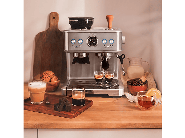Cafetera express - Cecotec Power Espresso 20 Barista Maestro, 2250 W, 2 tazas, Plateado