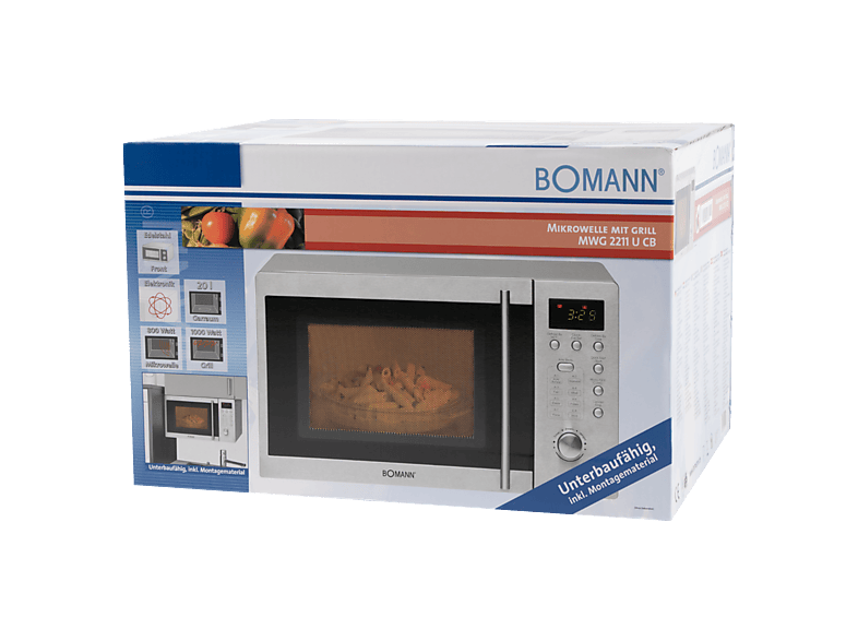 Microondas libre instalación - Bomann 622111, 800 W, 5 potencia, 20 l, Inox