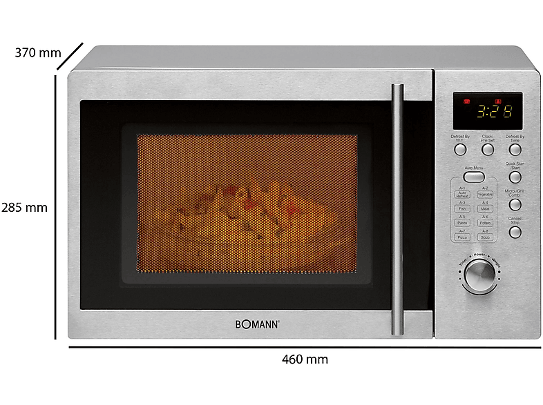Microondas libre instalación - Bomann 622111, 800 W, 5 potencia, 20 l, Inox