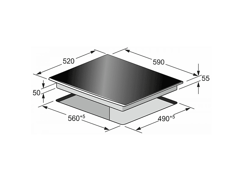 Placa de inducción - Kaiser KCT 6705, 4 zonas, 590 mm, Negro