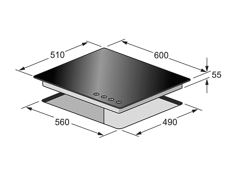 Placa de gas - Kaiser 95810716, 4 zonas, 51 cm, Negro