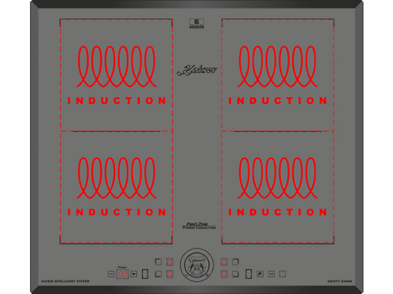 Placa de inducción - Kaiser 46127383, 4 zonas, 60 cm, Fris
