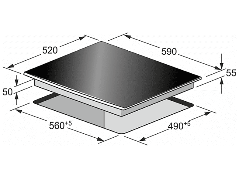Placa de inducción - Kaiser 46127345, 4 zonas, 59 cm, Oro