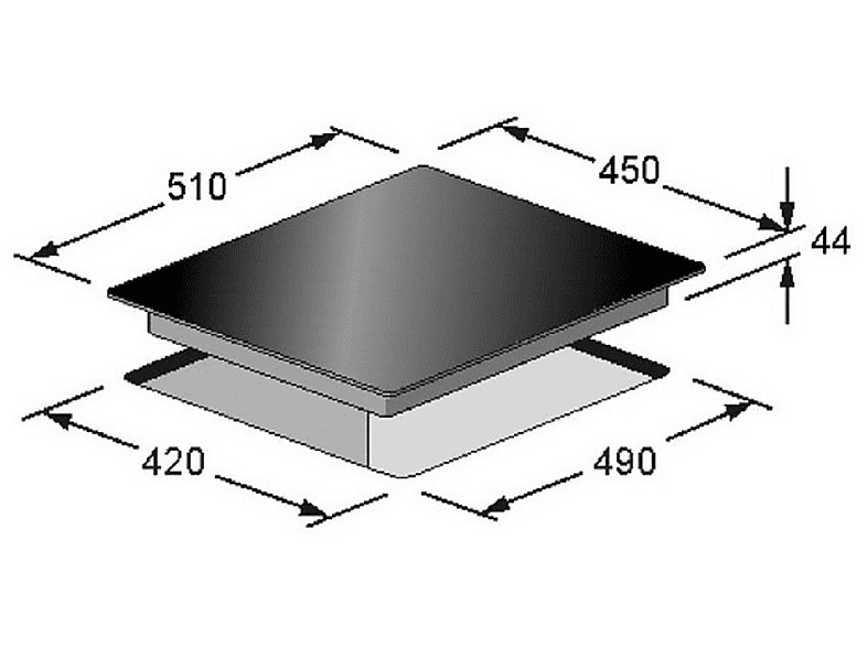 Placa de vitrocerámica - Kaiser 46127291, 3 zonas, 45 cm, Negro