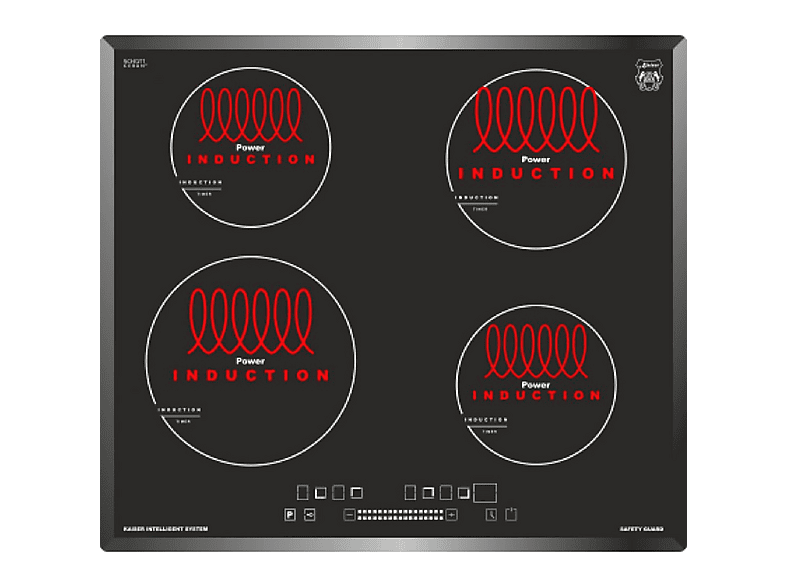 Placa de inducción - Kaiser 46127321, 4 zonas, 59 cm, Negro