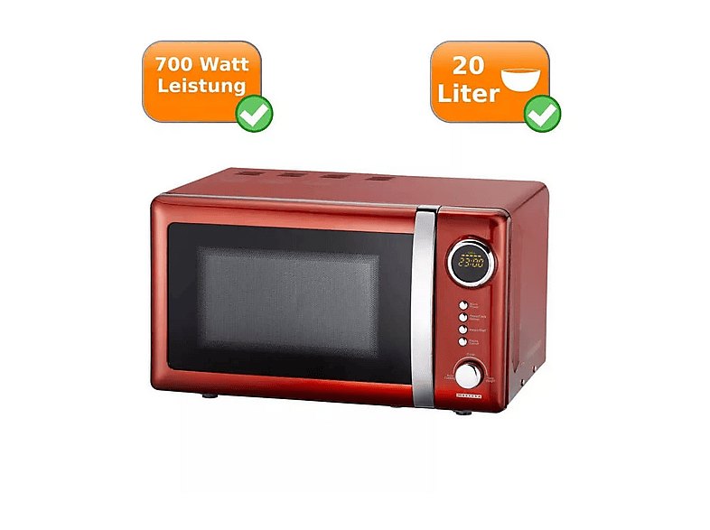 Microondas - Melissa 163-30109, 700 W, 20 l, Rojo