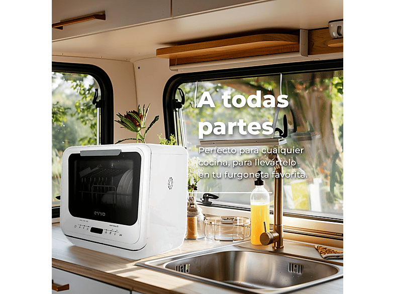 Lavavajillas compacto - Evvo MINI D TRIP, 3 programas, 42,0 cm, Blanco