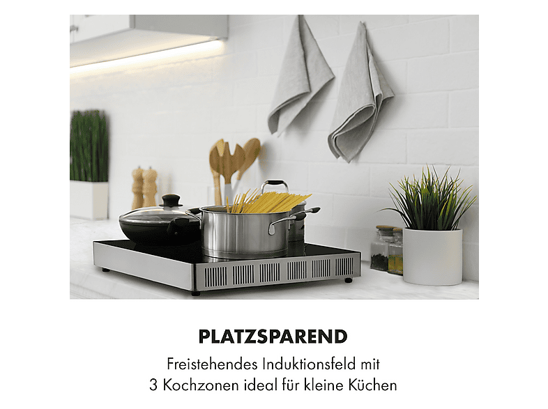 Placa de inducción - Klarstein TrinityCook, 3 zonas, 59,5 cm, Negro