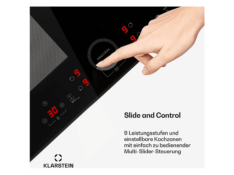 Placa de inducción - Klarstein Delicatessa 60 Hybrid, 4 zonas, 59 cm, Negro