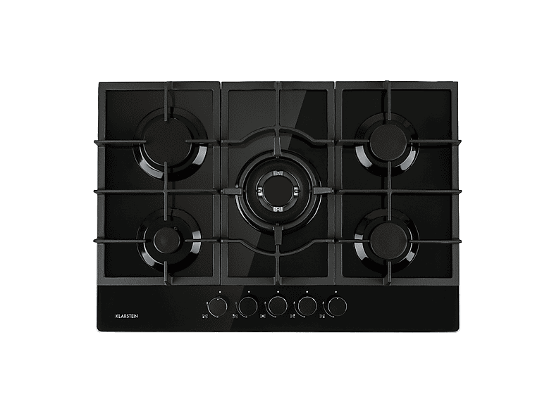 Placa de gas - Klarstein Ignito 5, 5 zonas, 75 cm, Negro
