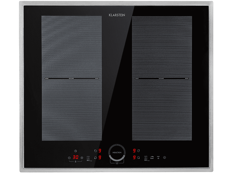 Placa de inducción - Klarstein Delicatessa 60 Prime, 4 zonas, 59 cm, Negro / Plata Metálica
