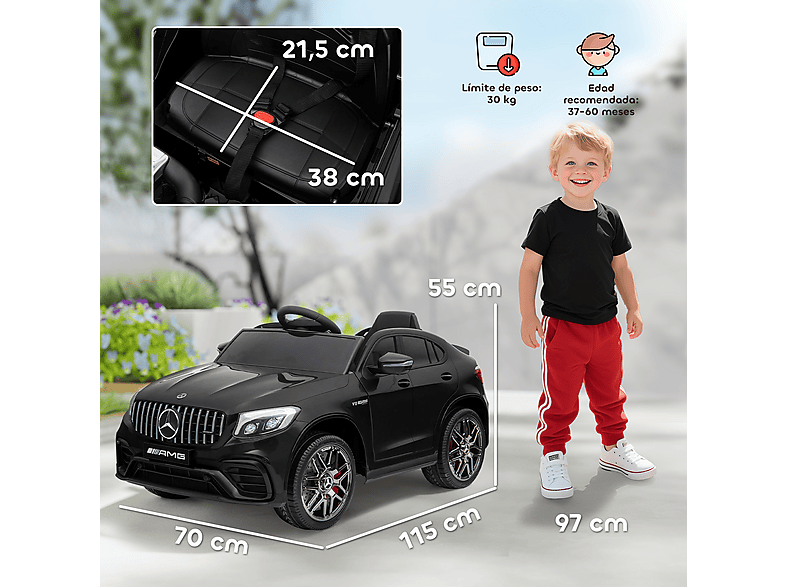 Coche Eléctrico Infantil - Homcom batería, luces, +3 años, 12V, mando a distancia
