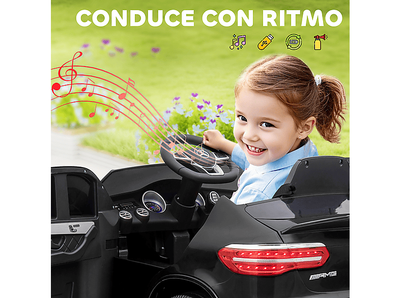 Coche Eléctrico Infantil - Homcom batería, luces, +3 años, 12V, mando a distancia