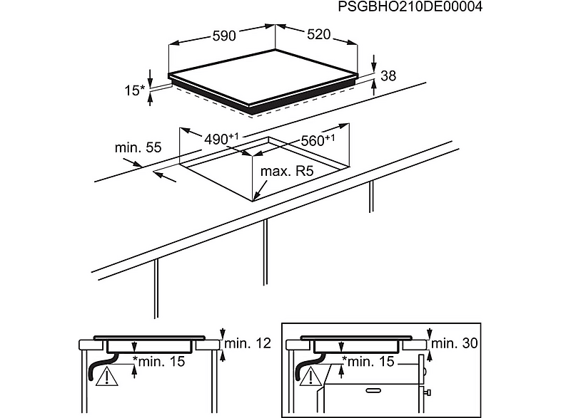 Placa de vitrocerámica - AEG HK623021FB, 3 zonas, 590 mm, Negro