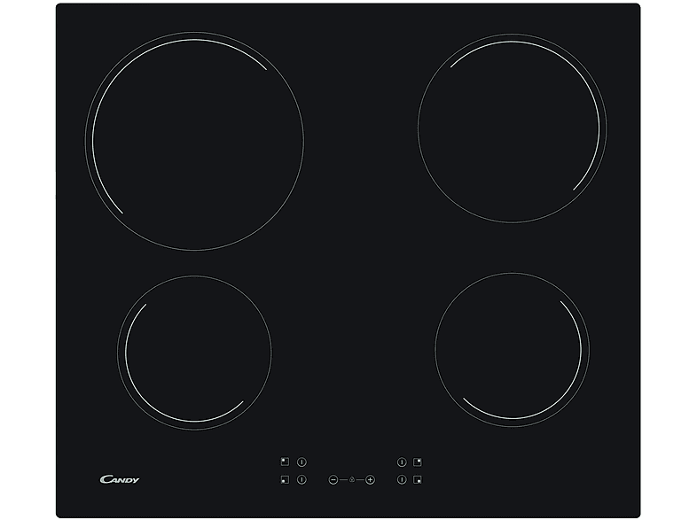 Encimera vitrocerámica - Candy CH64CCB, 4 zonas, 590 mm, Negro