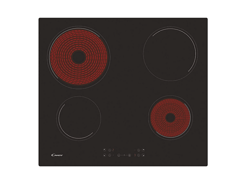 Encimera vitrocerámica - Candy CH64CCB, 4 zonas, 590 mm, Negro