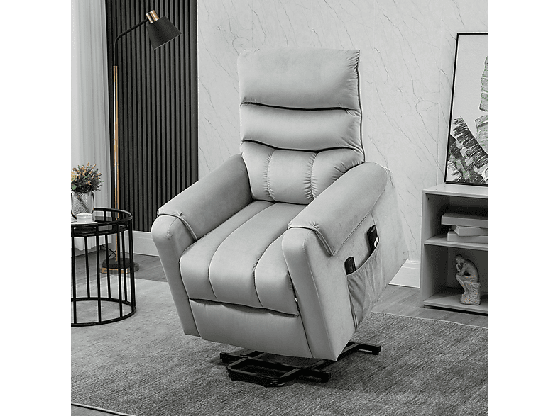 Sillón de Masaje - Homcom Reclinación Eléctrica hasta 135°, Control Remoto , hasta 150 kg, Gris