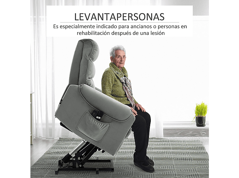 Sillón de Masaje - Homcom Reclinación Eléctrica hasta 135°, Control Remoto , hasta 150 kg, Gris