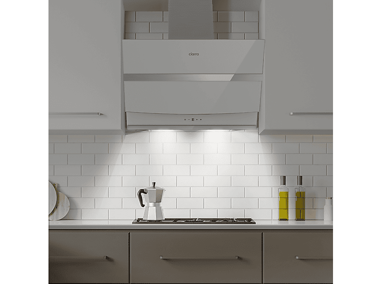 Campana Decorativa - Ciarra CBCW6736N, 4 velocidades, 650 m³/h, 595 mm, Blanco