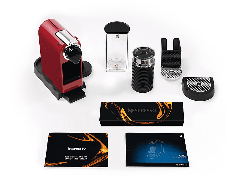 Cafetera de cápsulas - Krups Nespresso Citiz & Milk XN7615, 19 bar, 1260 W, Rojo