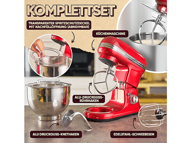 Amasadora - Proficook 501197, 1200 W, 5 l, Inox