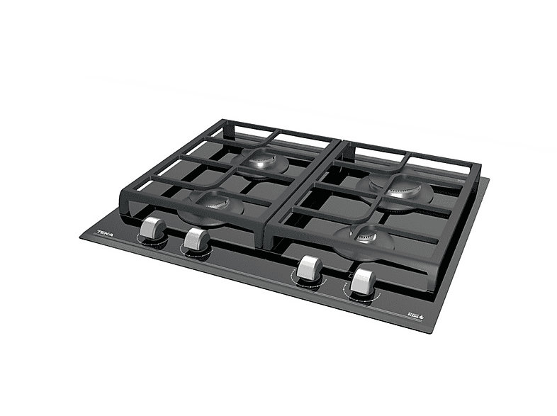 Placa de gas - Teka 112570027 CTGAS GZC 64300 XBN, 4 zonas, Gas butano, 600 mm, Negro