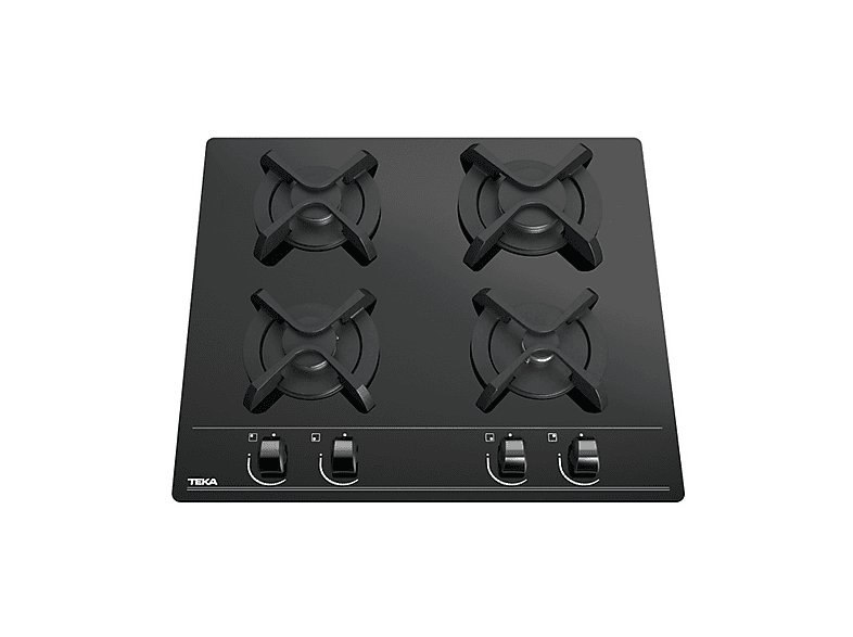 Placa de gas - Teka 112580005 GBC 64000 XBB, 4 zonas, Gas Butano, 600 mm, Negro