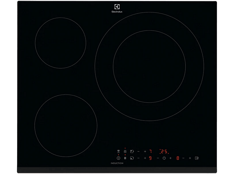 Encimera inducción - Electrolux LIL60336, 3 zonas, 590 mm, Negro