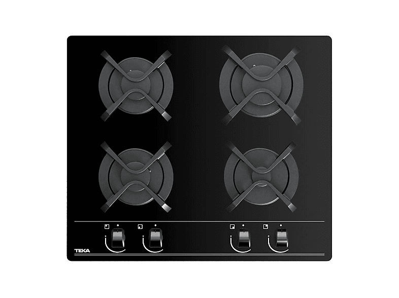 Placa de gas - Teka 112580006 GBC 64000 XBN, 4 zonas, Gas Natural, 600 mm, Negro