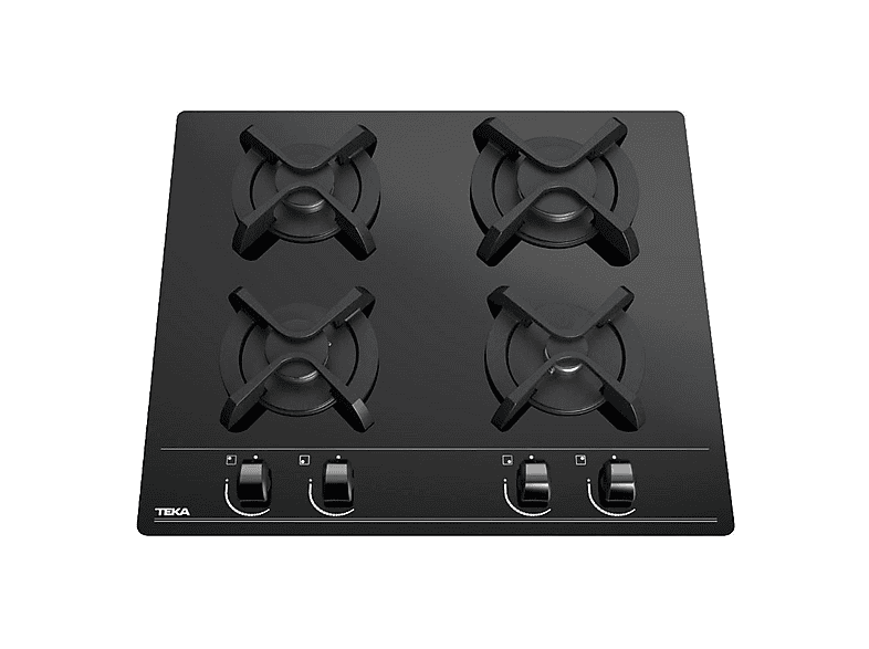 Placa de gas - Teka 112580006 GBC 64000 XBN, 4 zonas, Gas Natural, 600 mm, Negro