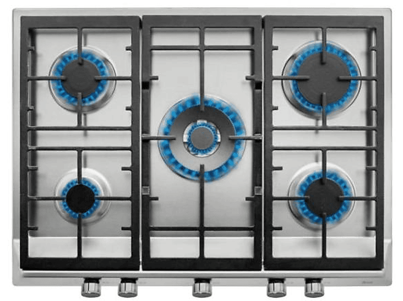 Placa de gas - Teka EX 70.1 5G AI AL DR CI, 5 zonas, Natural Gas (NG), 680 mm, Acero inoxidable