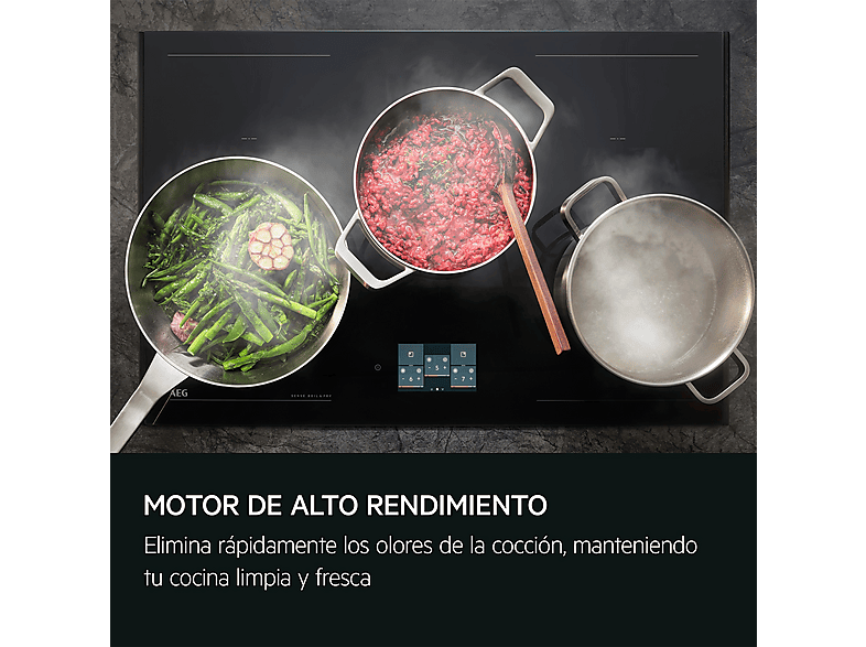 Campana de techo - AEG DGE5861HM, 4 velocidades, 700 m³/h, 77 cm, Acero Inoxidable