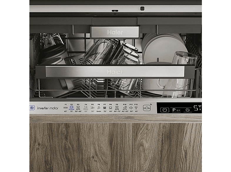 Lavavajillas integrable 60 cm - Haier XIB 6B2S3FS, 16 servicios, 12 programas, 598 mm, Inox