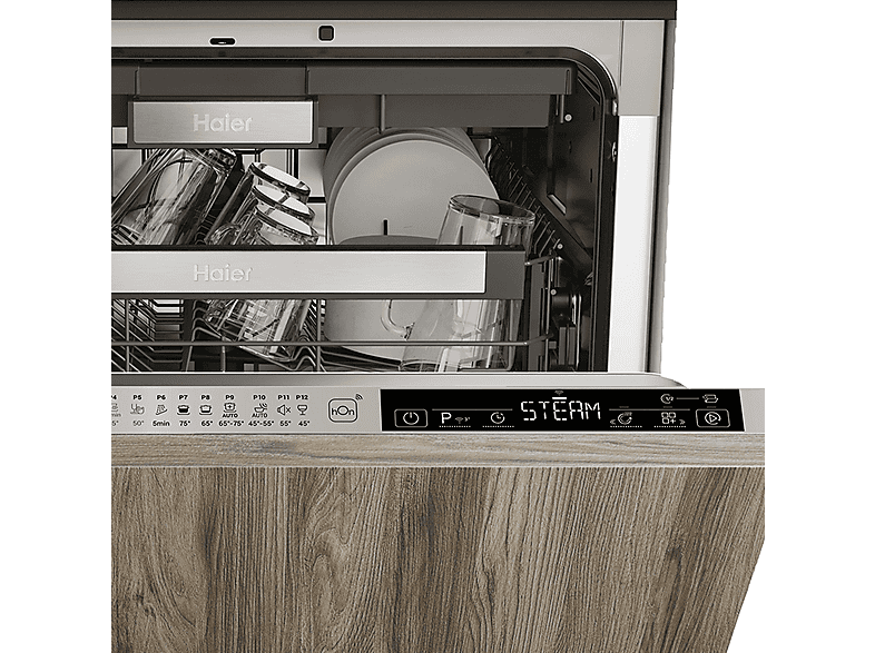 Lavavajillas integrable 60 cm - Haier XIB 6B2S3FS, 16 servicios, 12 programas, 598 mm, Inox