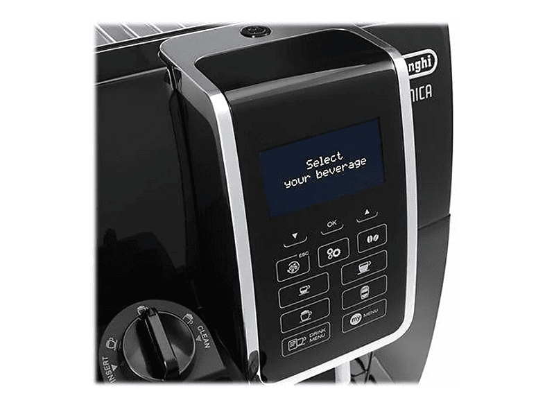 Cafetera superautomática - Delonghi ECAM350.50.B-DINAMICA CAPUCCINO, 15 bar, 1450 W, 0,6 ml, 2 tazas, Negro