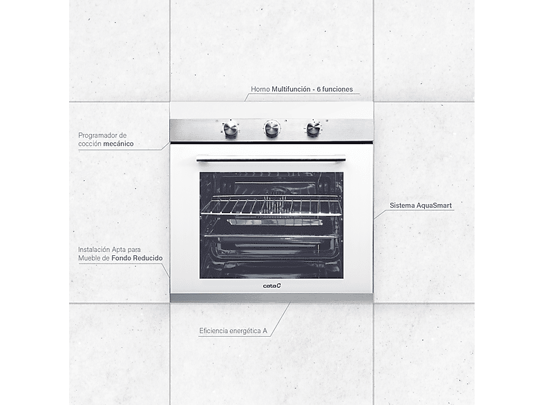 Horno multifunción - Cata CM 760 AS WH, Integrable, 50 l, 59 cm, Blanco