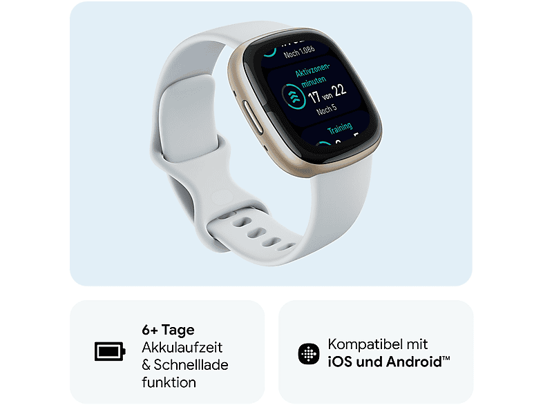 Smartwatch - Fitbit SENSE 2 AZUL ORO, 4.05 cm, Aluminio