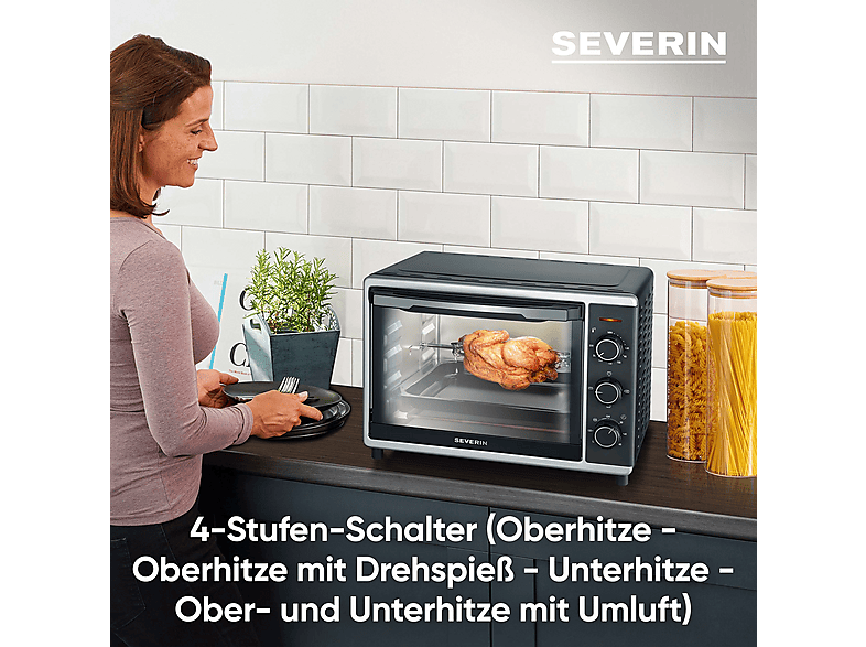 Horno de sobremesa - Severin TO 2056, 1600 W, 30 l, negro