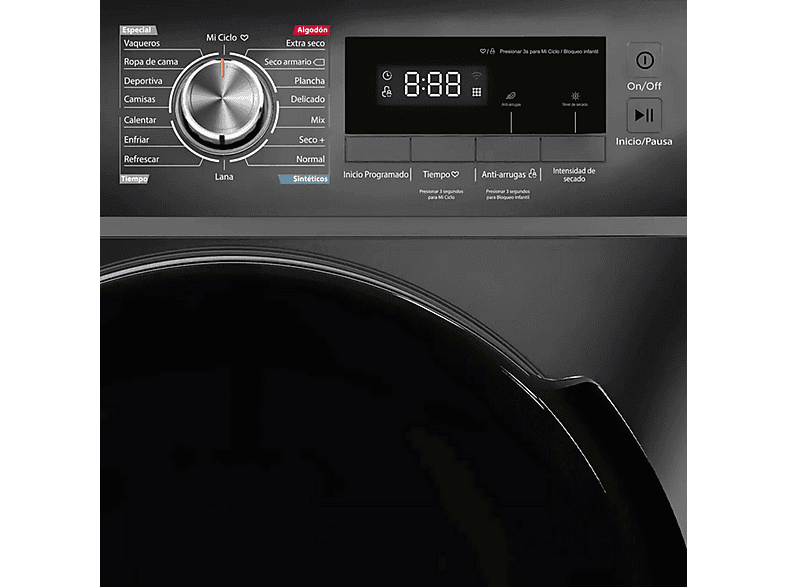 Secadora - Infiniton SD-DG85C, 8 kg, 16 programas, Inox