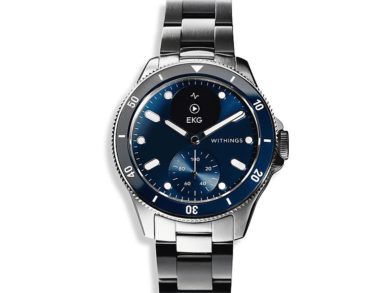 Smartwatch - Withings SCANWATCHHORIZONBLUE, Acero inoxidable, Azul
