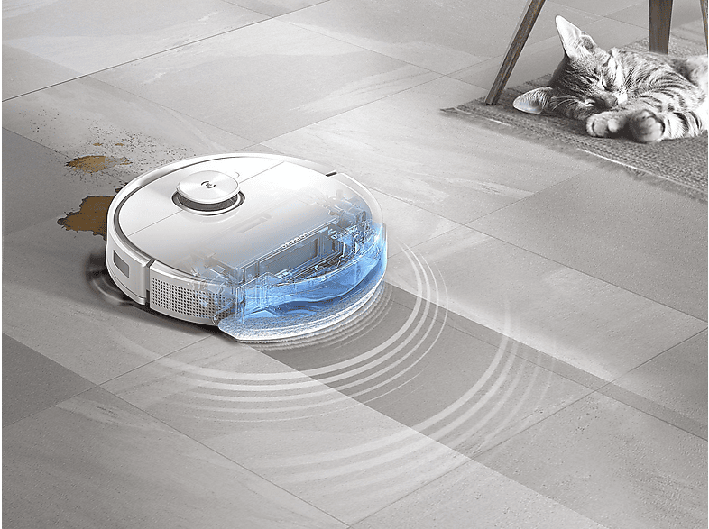 Robot limpiacristales - Ecovacs 6943757600724, 50 W, Potencia de succión 3 kPa, Depósito 0,42 l, Autonomía 175 min, Blanco