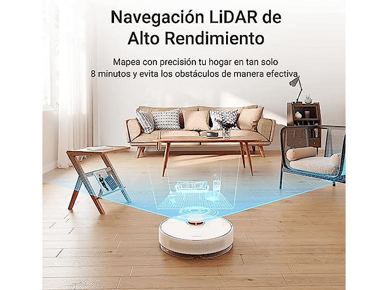 Robot aspirador - Dreame RLS3D D10 PLUS, 4000 W, Potencia de succión 4 kPa, Depósito 0,4 l, Autonomía 2 h y 50 min, Blanco