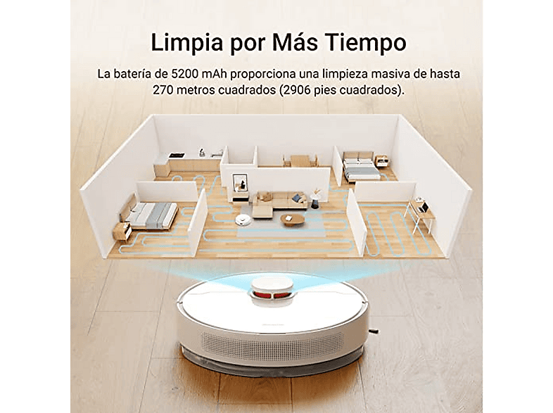 Robot aspirador - Dreame RLS3D D10 PLUS, 4000 W, Potencia de succión 4 kPa, Depósito 0,4 l, Autonomía 2 h y 50 min, Blanco