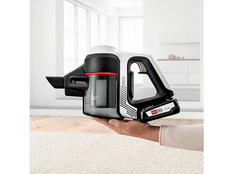 Aspirador de mano - Bosch BCS61113, 6 W, Depósito 0,3 l, Autonomía 30 min, Blanco
