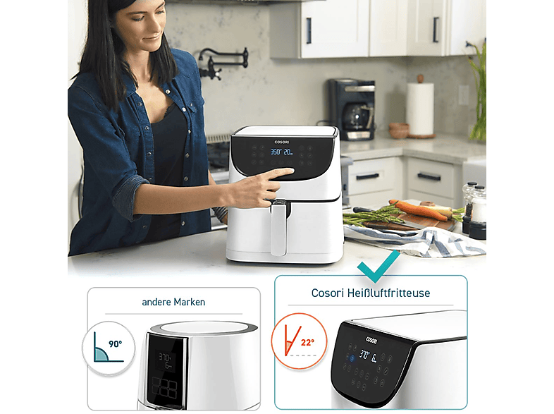 Freidora de aire - Cosori Premium Chef, 1700 W, 5,5 l, Blanco
