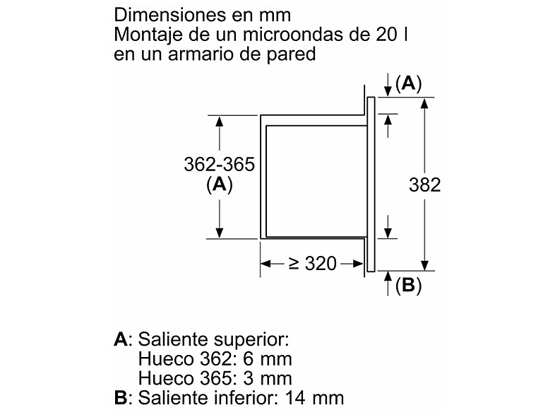 Microondas integrable - Balay 3CG6142X3, 800 W, 5 niveles potencia, 20 l, Inox